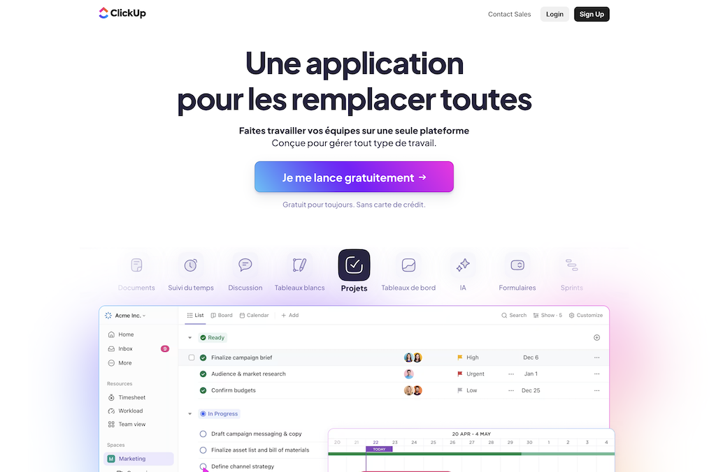 ClickUp : l'outil de gestion de projet tout-en-un, tarifs et avis